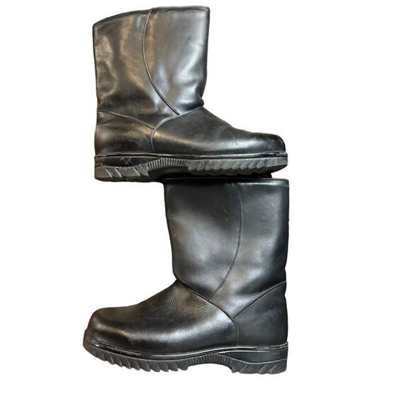 Vintage VTG Canadian black leather boots sz 8 women's zip wide calves winter - Picture 7 of 8